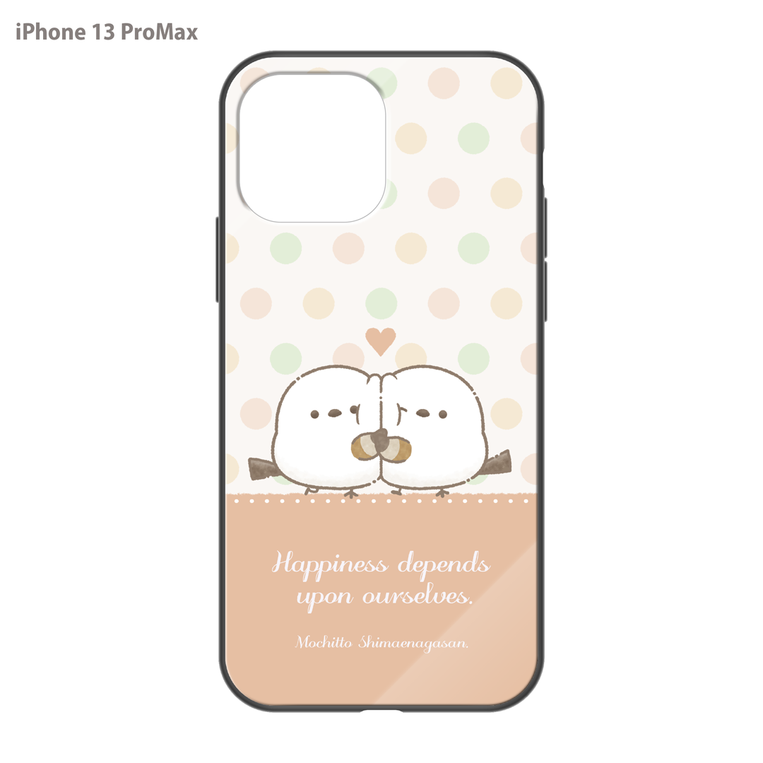 なかさん ガラスiPhoneケース【シマエナガさん。ドット】