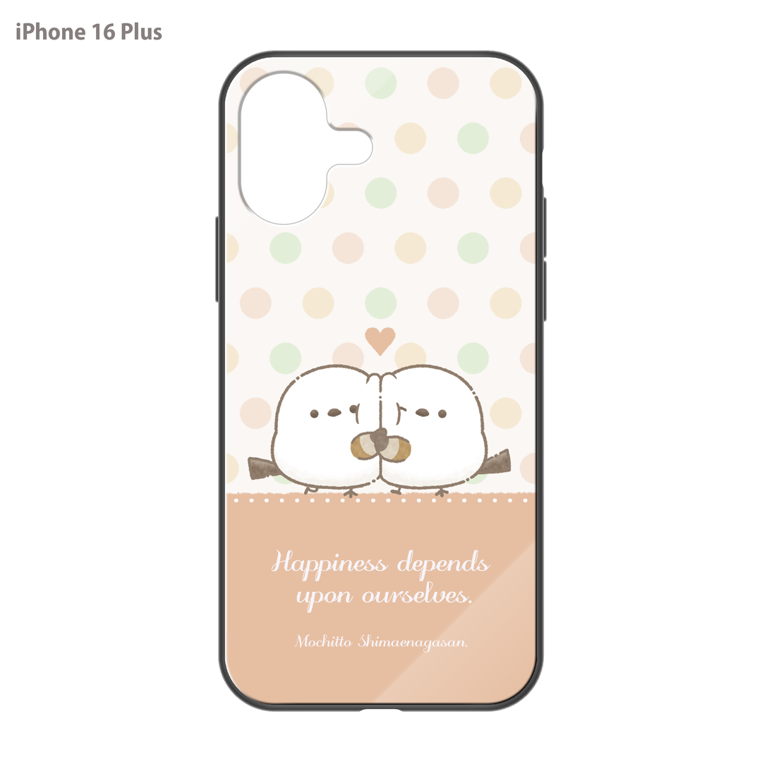 なかさん ガラスiPhoneケース【シマエナガさん。ドット】