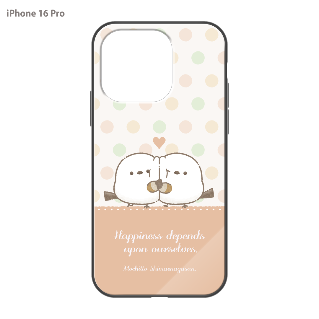 なかさん ガラスiPhoneケース【シマエナガさん。ドット】