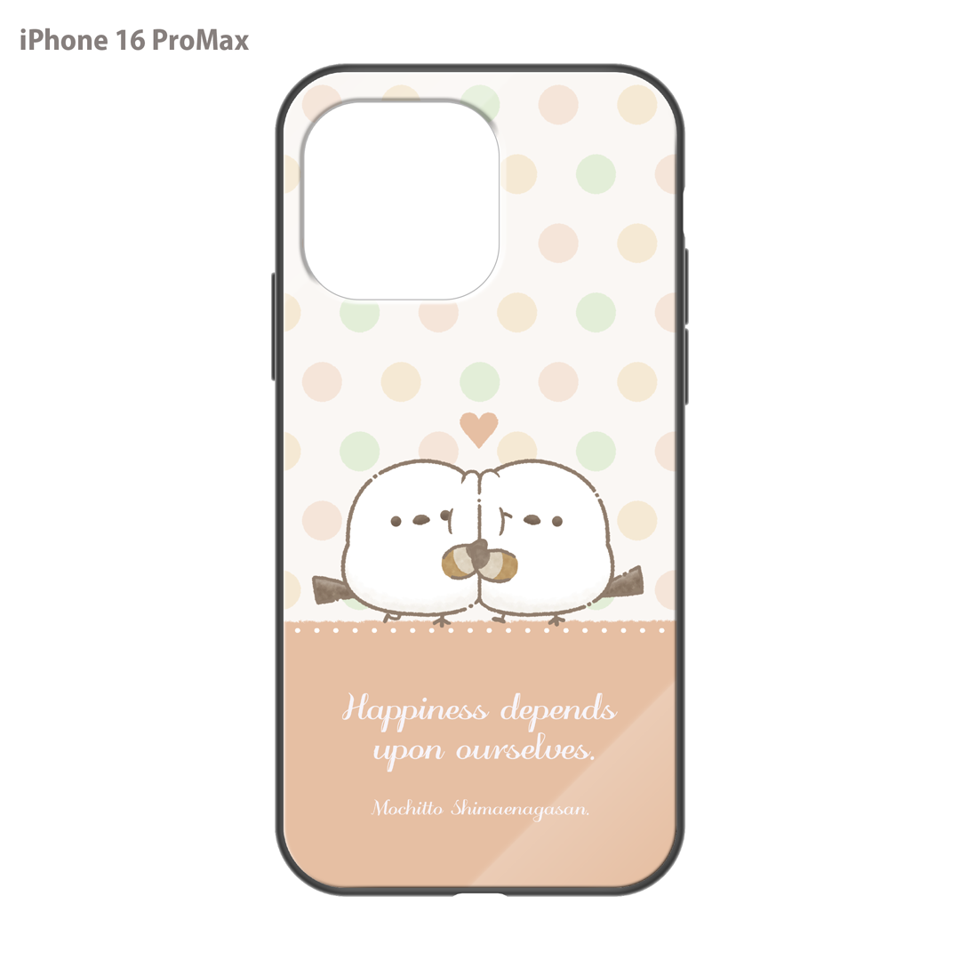 なかさん ガラスiPhoneケース【シマエナガさん。ドット】