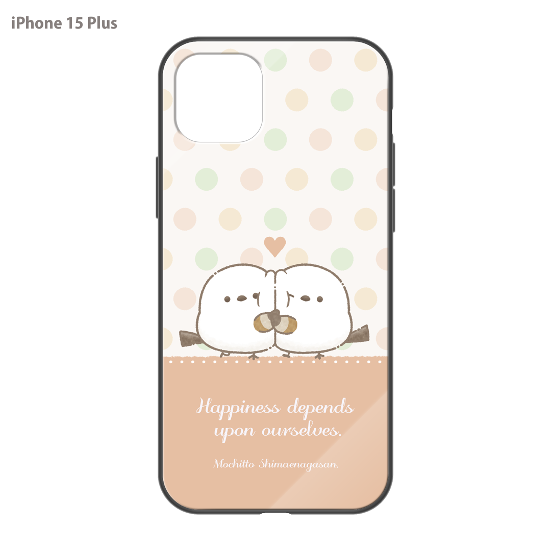 なかさん ガラスiPhoneケース【シマエナガさん。ドット】