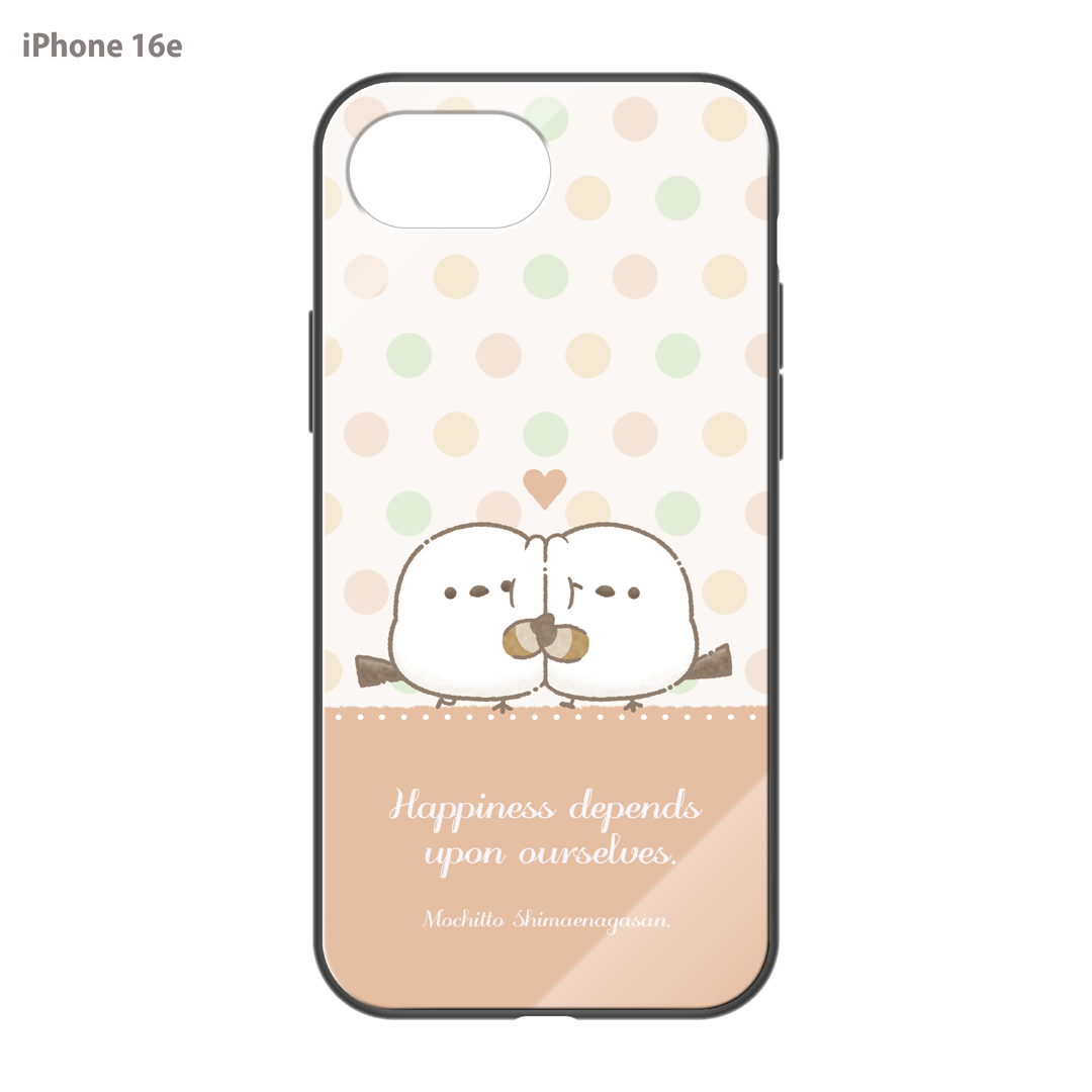 なかさん ガラスiPhoneケース【シマエナガさん。ドット】