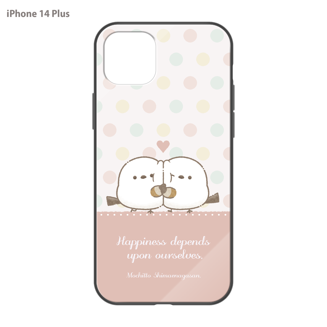 なかさん ガラスiPhoneケース【シマエナガさん。ドット】
