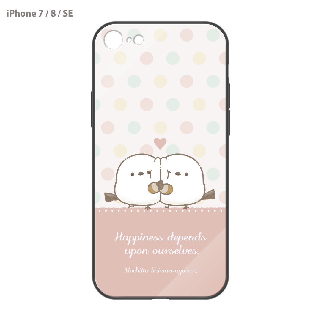 なかさん ガラスiPhoneケース【シマエナガさん。ドット】