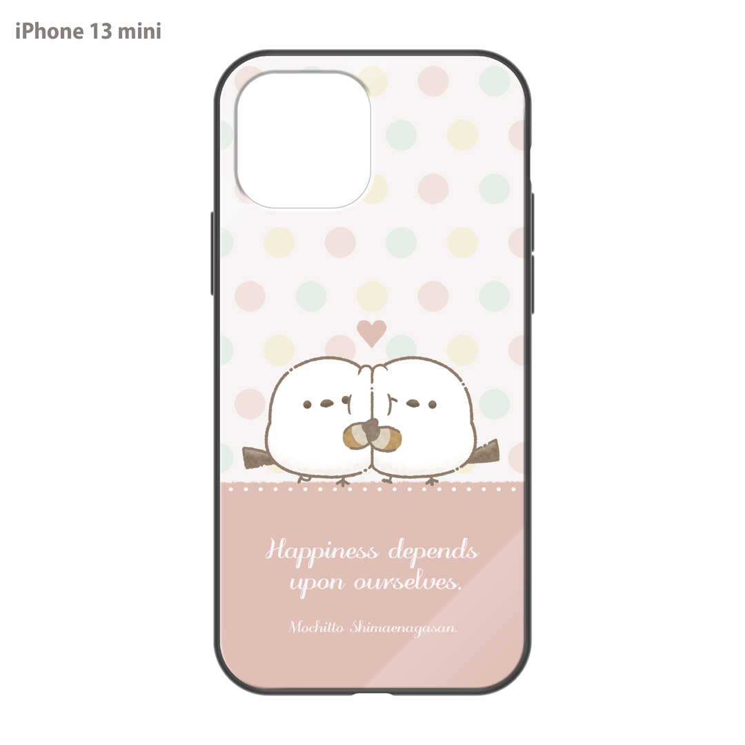 なかさん ガラスiPhoneケース【シマエナガさん。ドット】