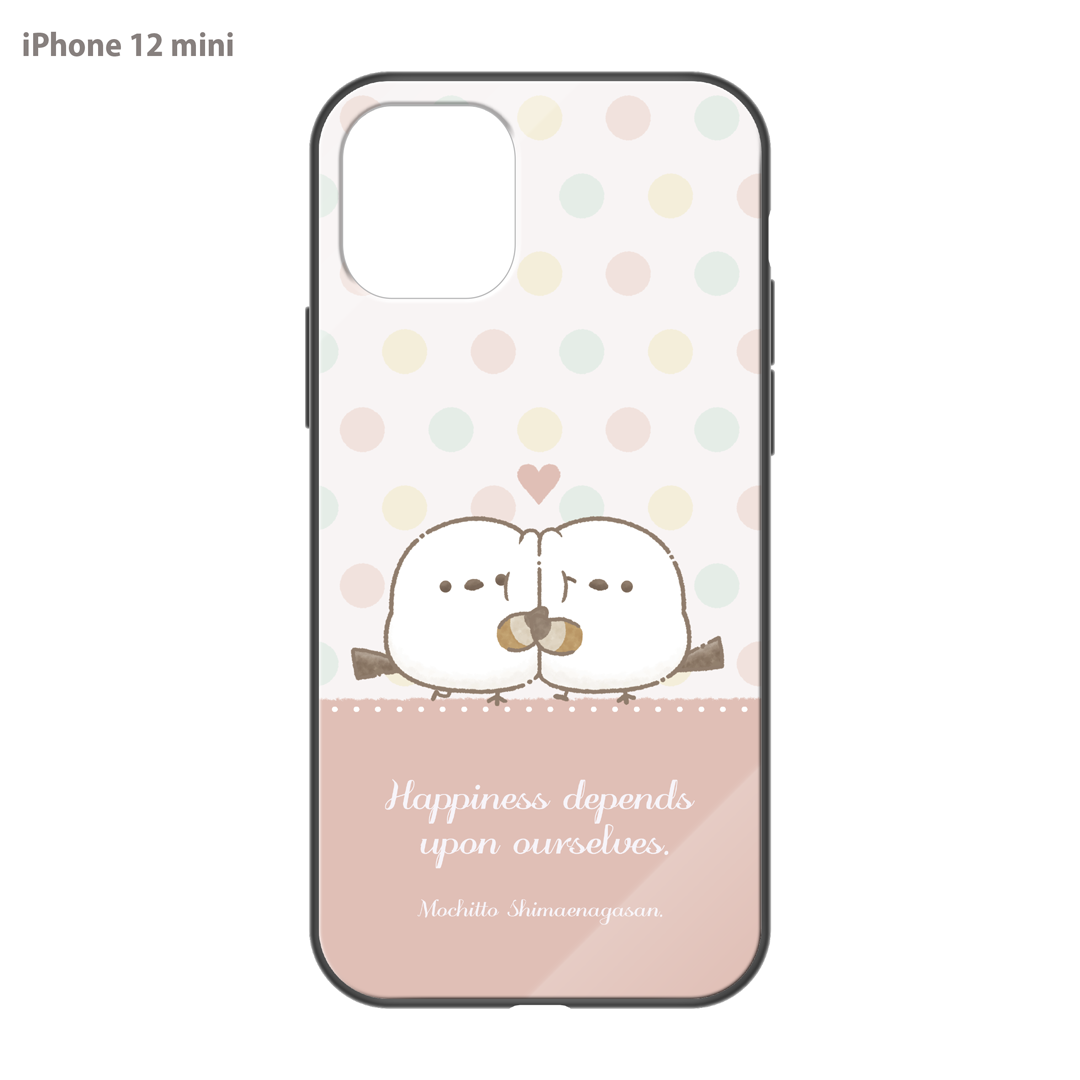 なかさん ガラスiPhoneケース【シマエナガさん。ドット】