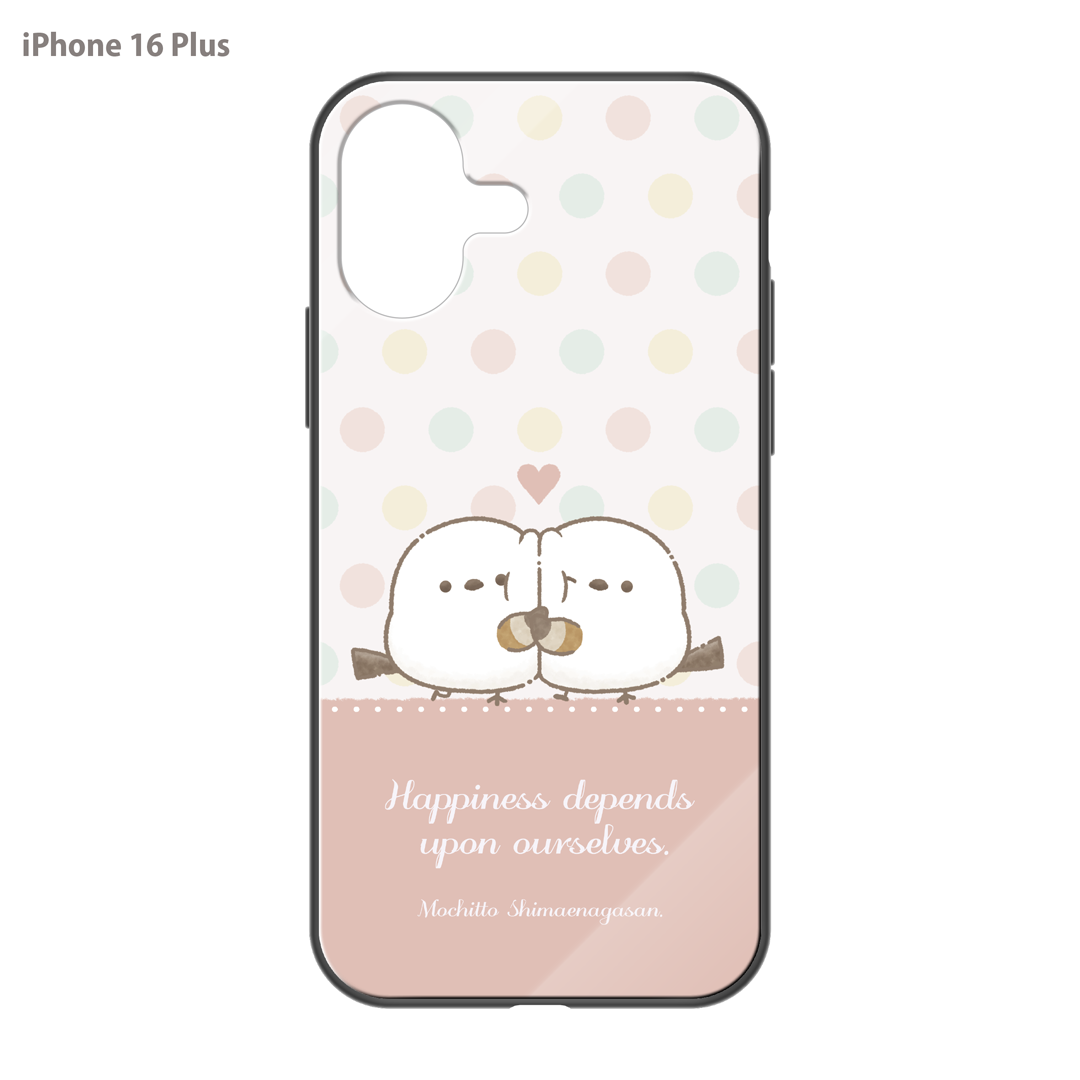 なかさん ガラスiPhoneケース【シマエナガさん。ドット】