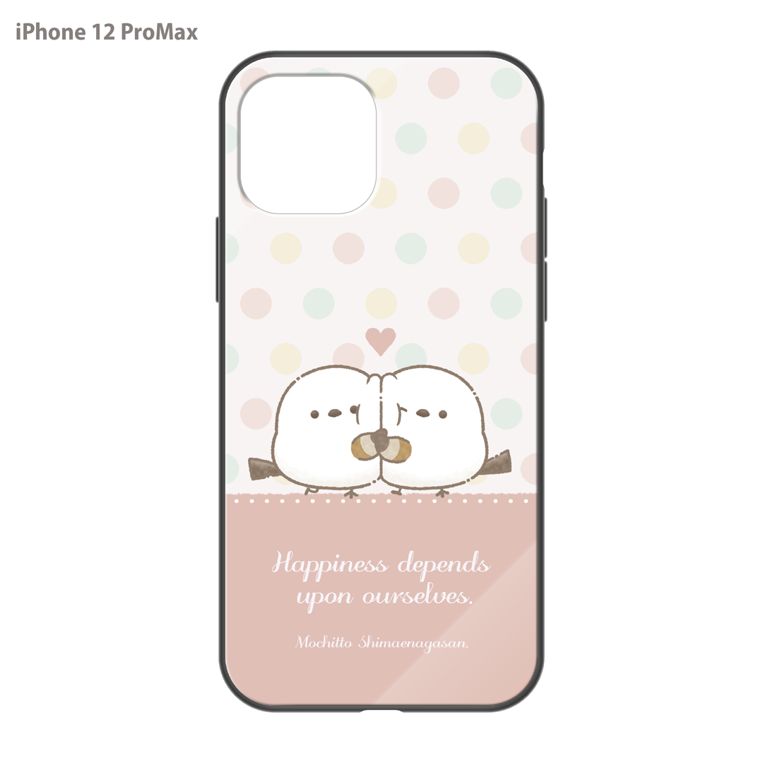 なかさん ガラスiPhoneケース【シマエナガさん。ドット】