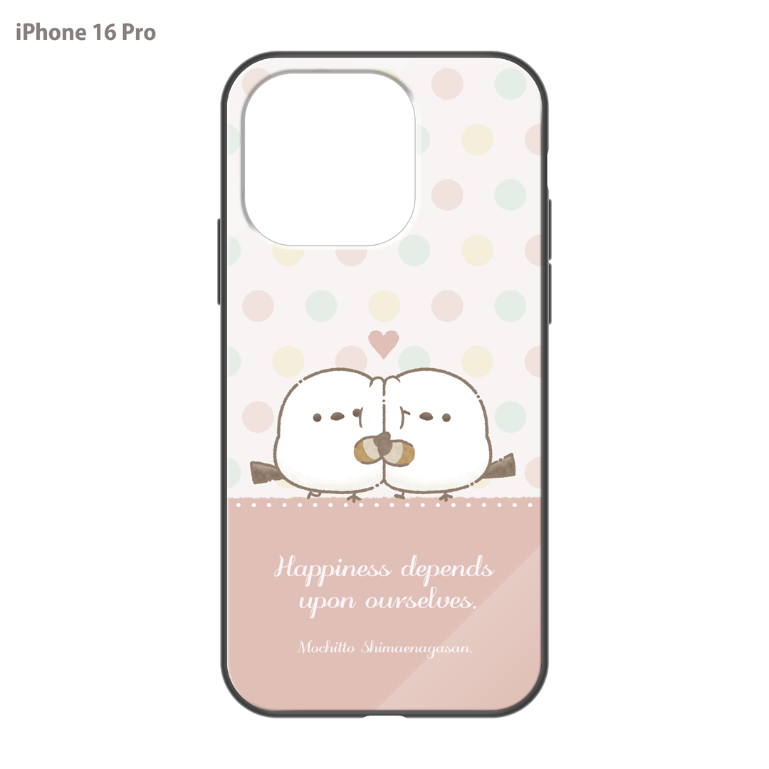 なかさん ガラスiPhoneケース【シマエナガさん。ドット】