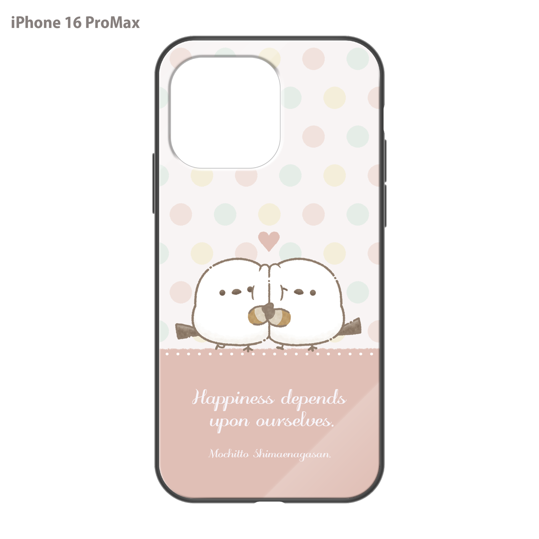 なかさん ガラスiPhoneケース【シマエナガさん。ドット】