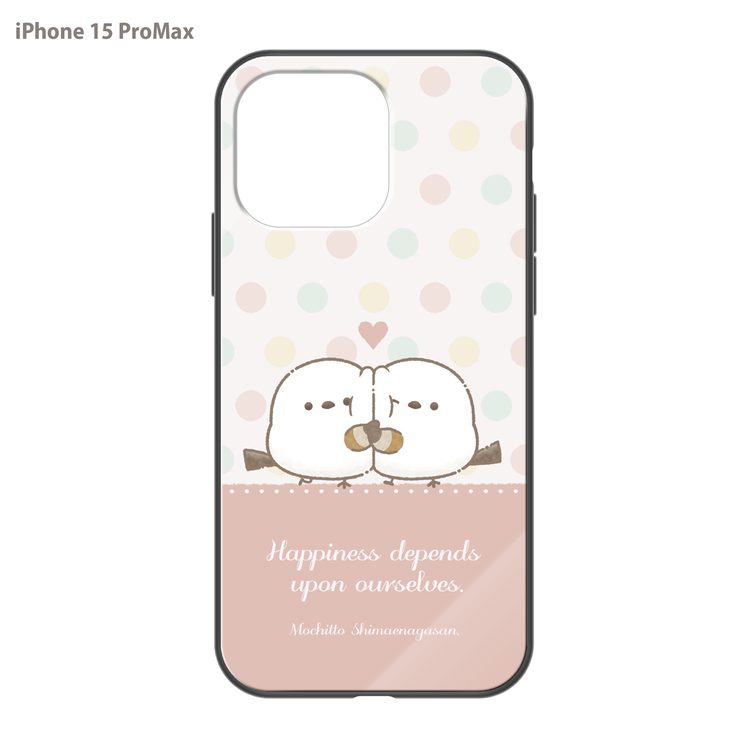 なかさん ガラスiPhoneケース【シマエナガさん。ドット】
