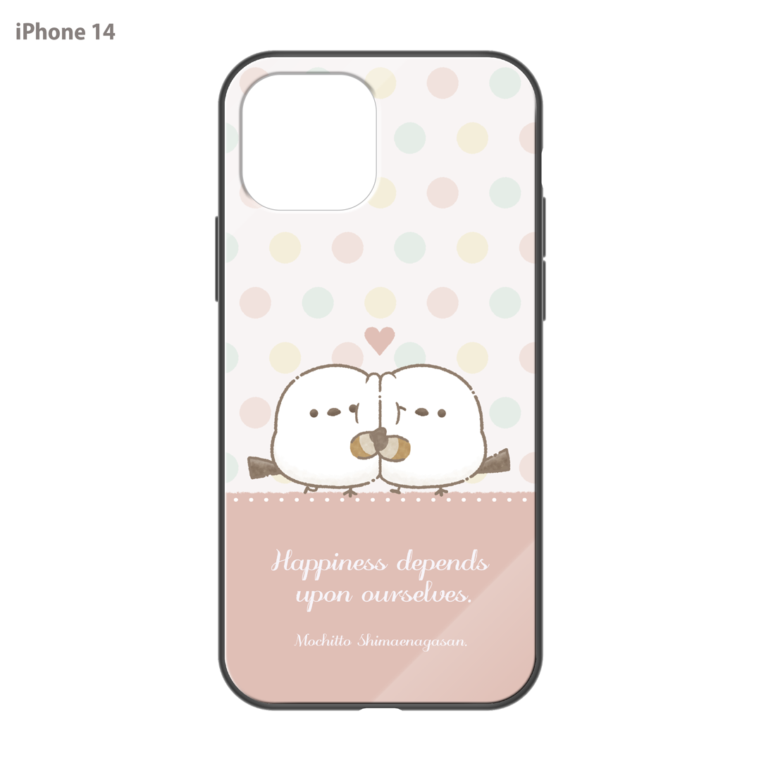 なかさん ガラスiPhoneケース【シマエナガさん。ドット】