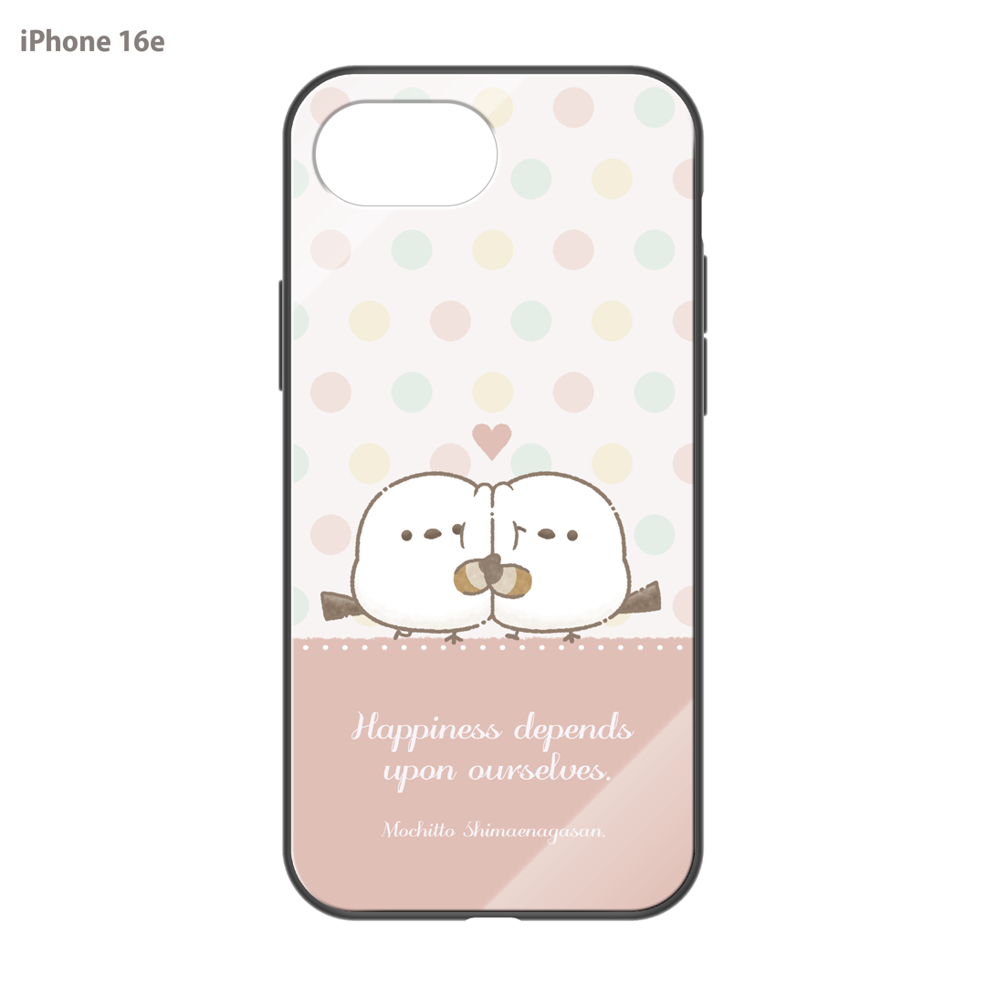 なかさん ガラスiPhoneケース【シマエナガさん。ドット】