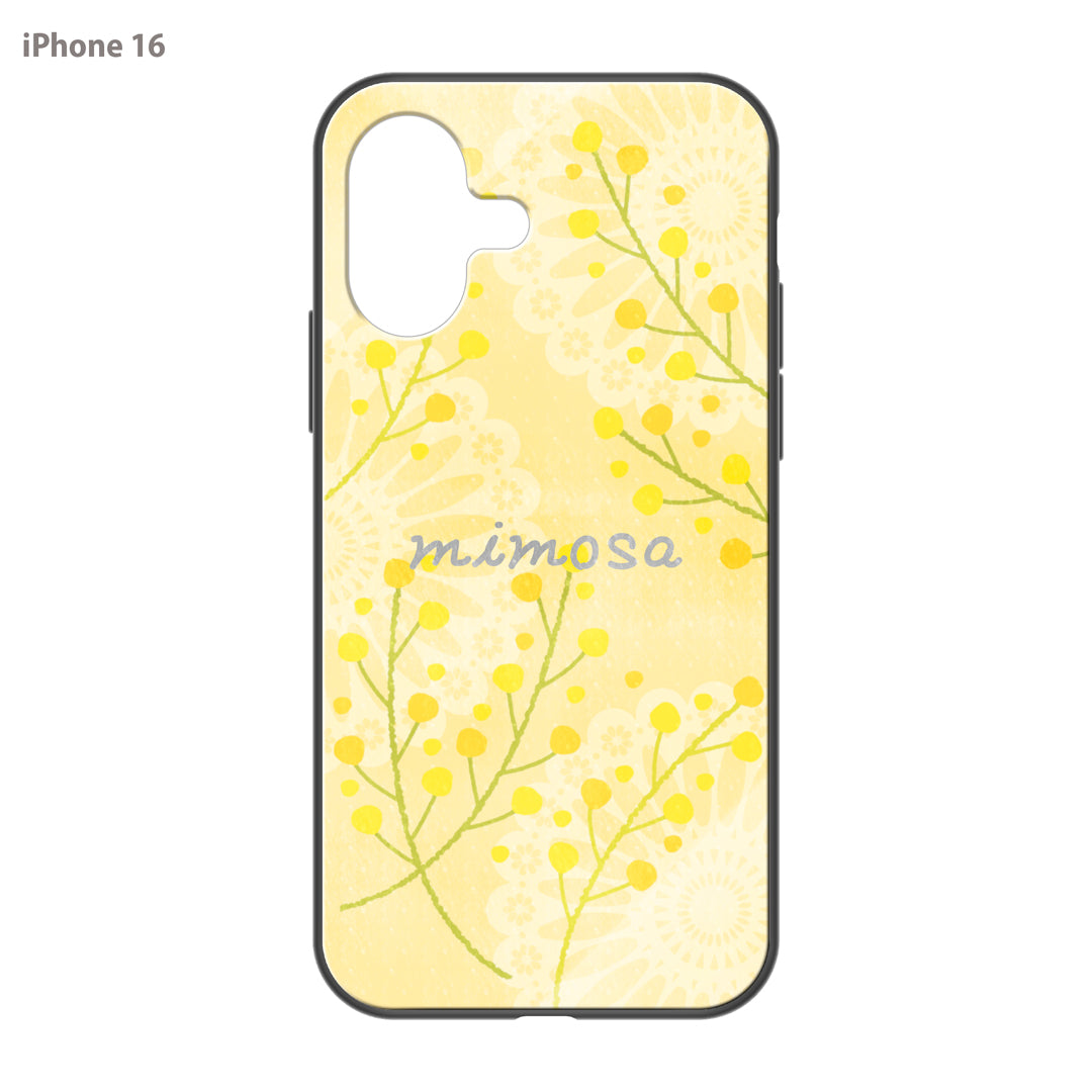 さくらまいこ ガラスiPhoneケース【水彩えほん「ミモザ」】