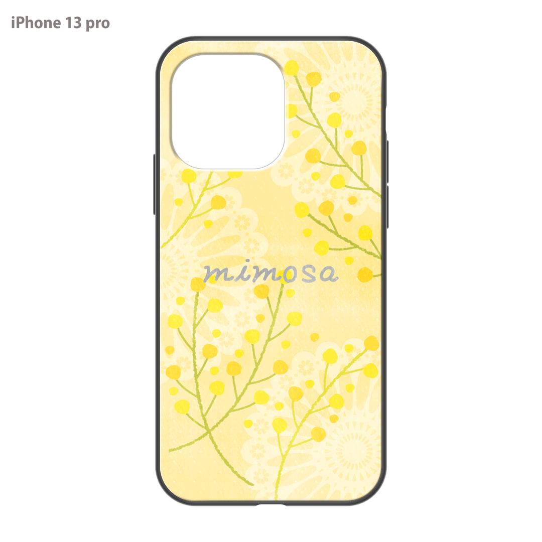 さくらまいこ ガラスiPhoneケース【水彩えほん「ミモザ」】