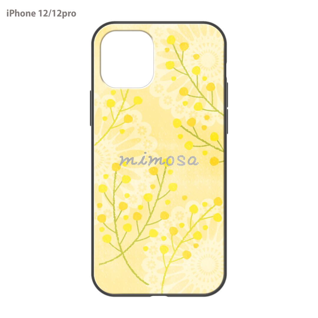 さくらまいこ ガラスiPhoneケース【水彩えほん「ミモザ」】