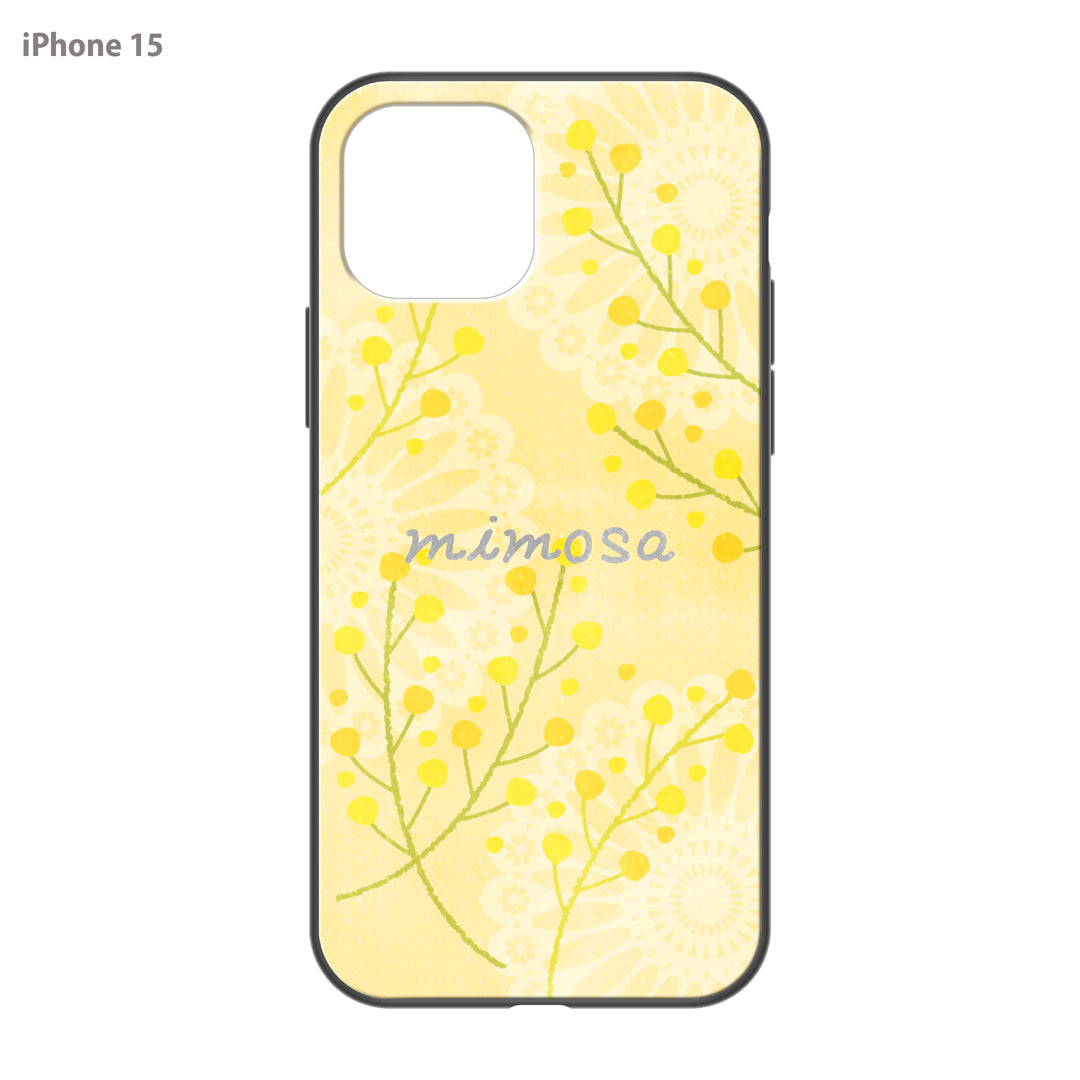 さくらまいこ ガラスiPhoneケース【水彩えほん「ミモザ」】
