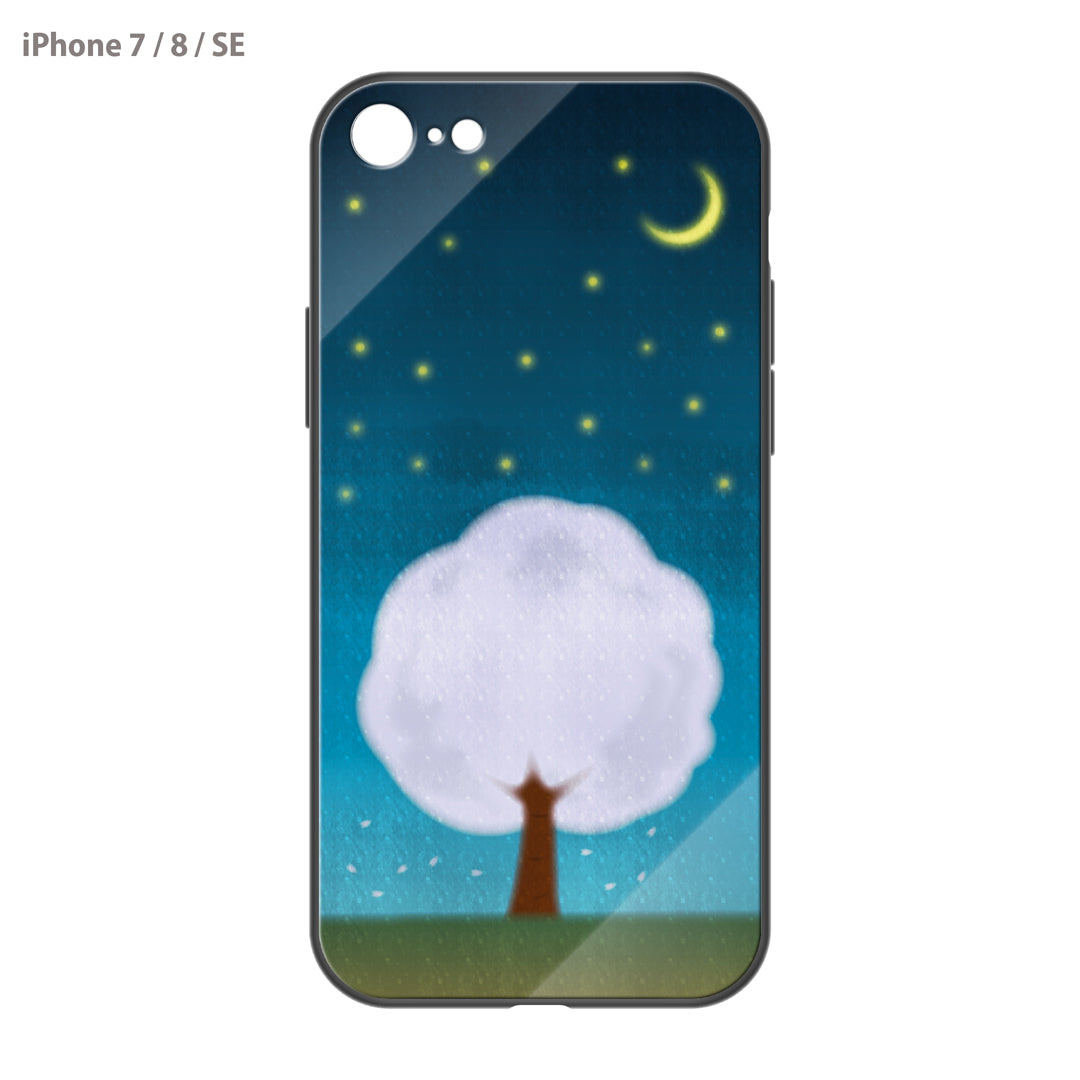 さくらまいこ ガラスiPhoneケース【水彩えほん「春の夜空」】