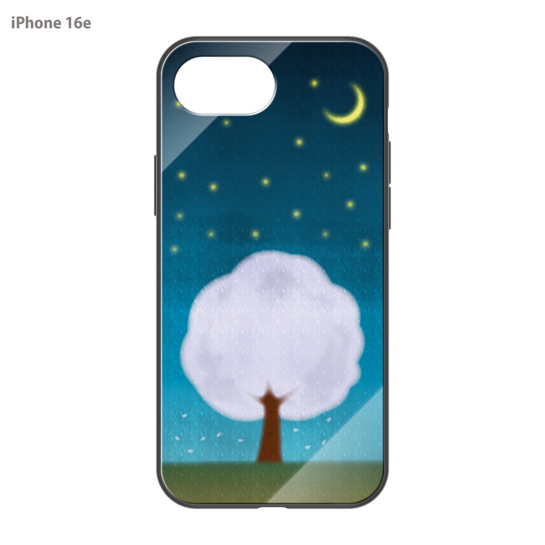 さくらまいこ ガラスiPhoneケース【水彩えほん「春の夜空」】