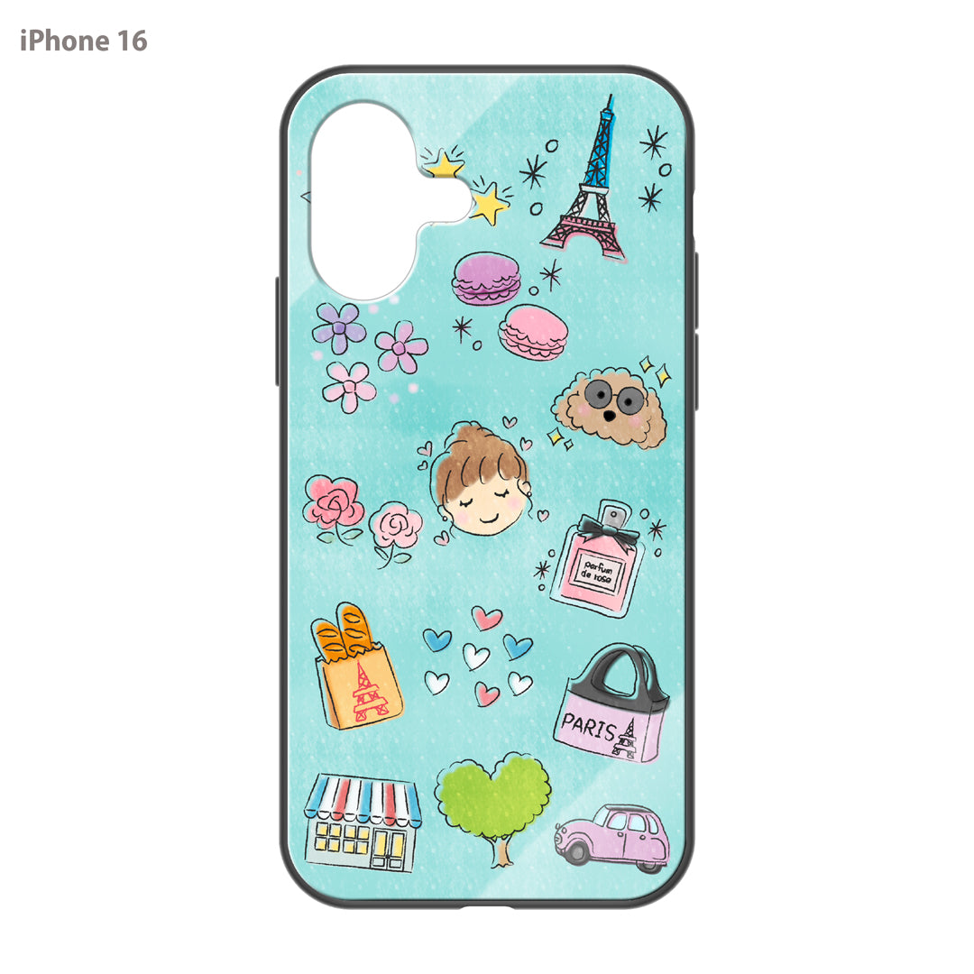 さくらまいこ ガラスiPhoneケース【水彩えほん「フランスの暮らし」】