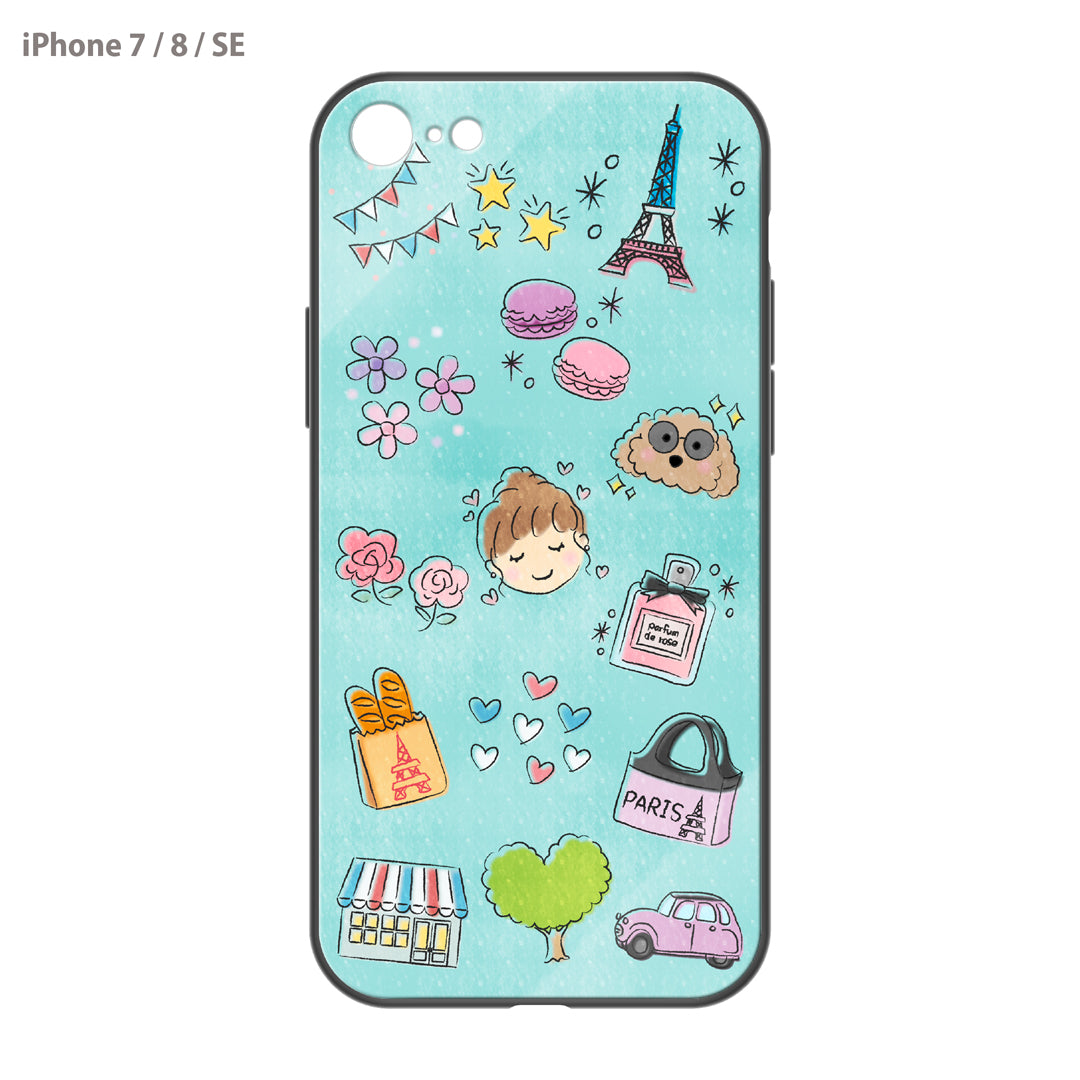 さくらまいこ ガラスiPhoneケース【水彩えほん「フランスの暮らし」】