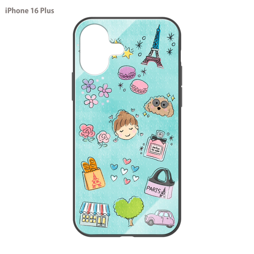 さくらまいこ ガラスiPhoneケース【水彩えほん「フランスの暮らし」】
