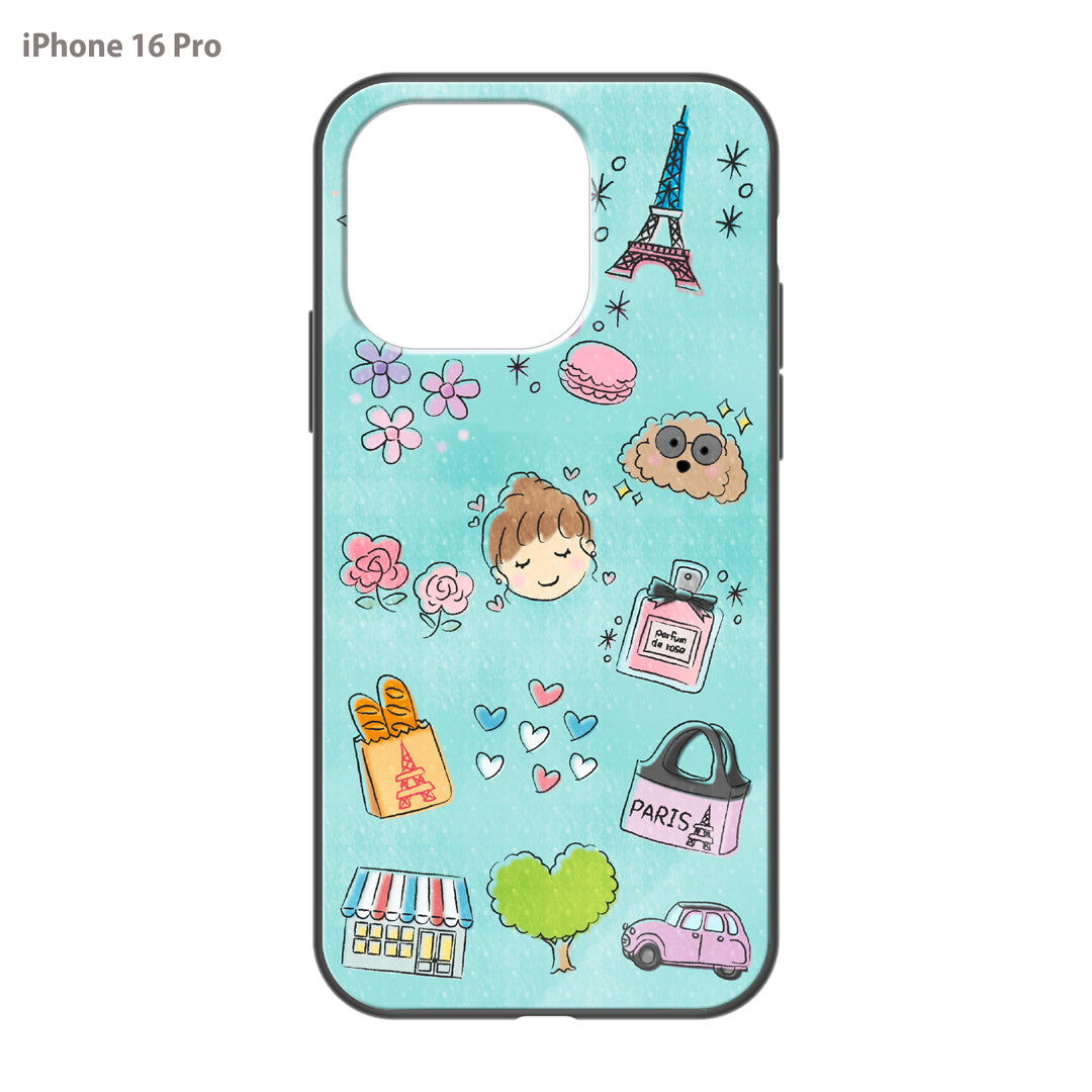さくらまいこ ガラスiPhoneケース【水彩えほん「フランスの暮らし」】