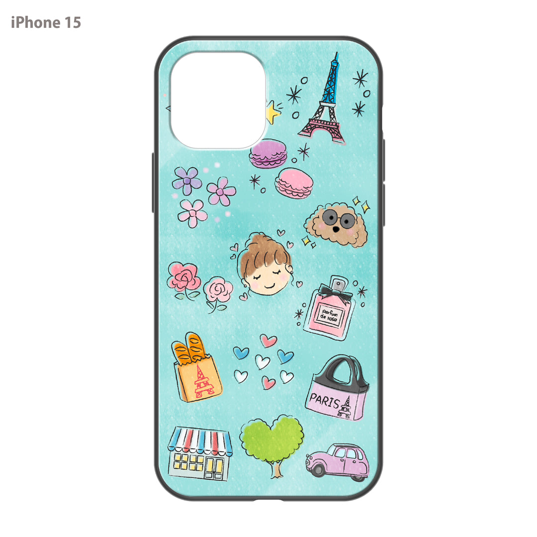 さくらまいこ ガラスiPhoneケース【水彩えほん「フランスの暮らし」】