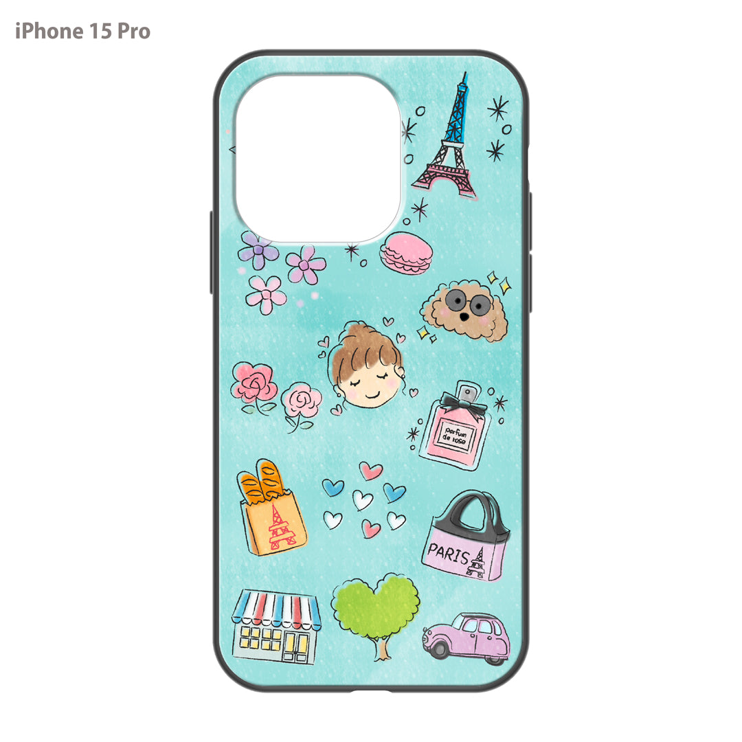 さくらまいこ ガラスiPhoneケース【水彩えほん「フランスの暮らし」】