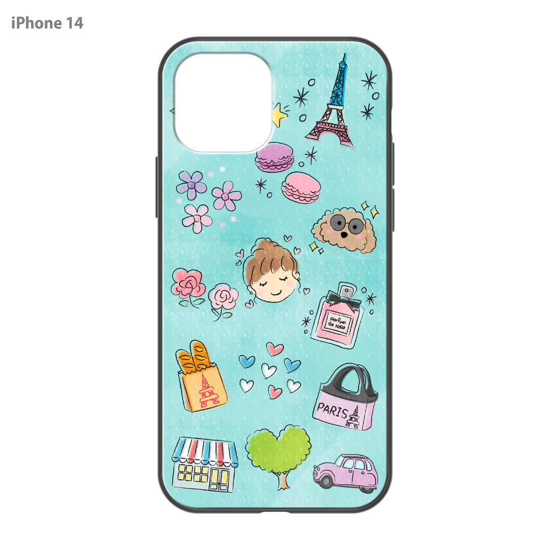 さくらまいこ ガラスiPhoneケース【水彩えほん「フランスの暮らし」】