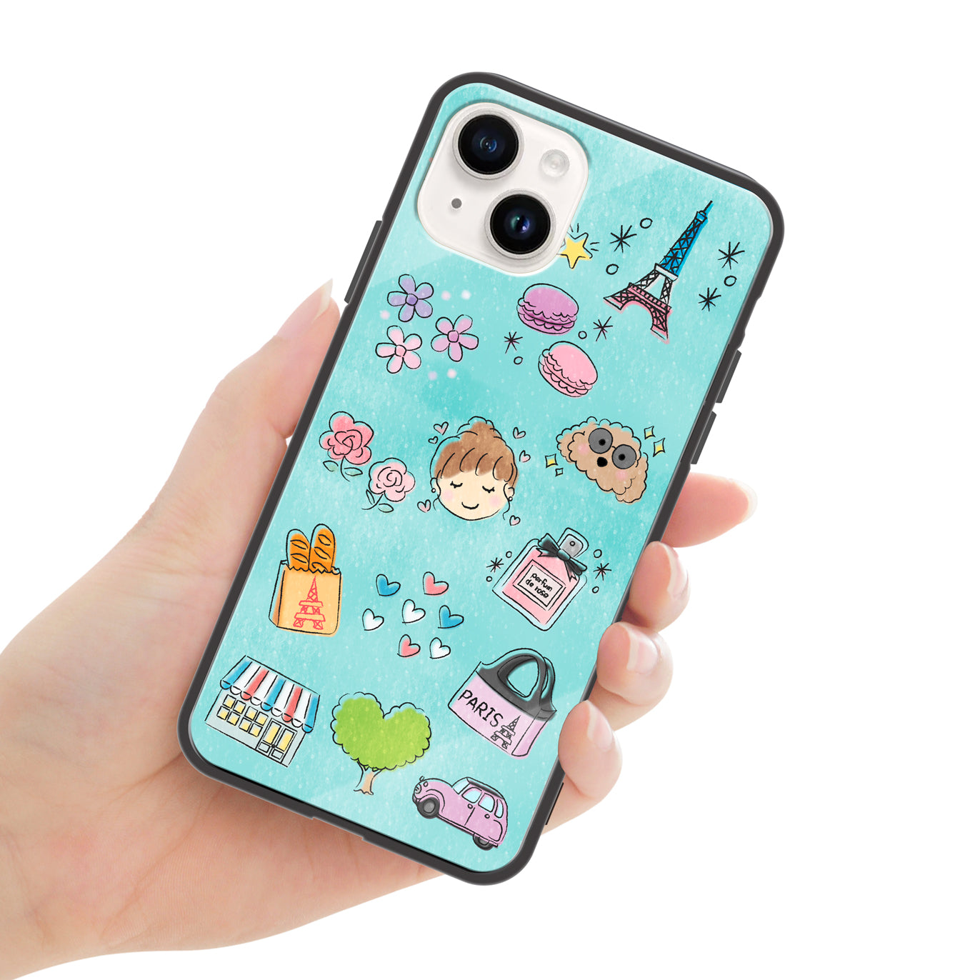 さくらまいこ ガラスiPhoneケース【水彩えほん「フランスの暮らし」】
