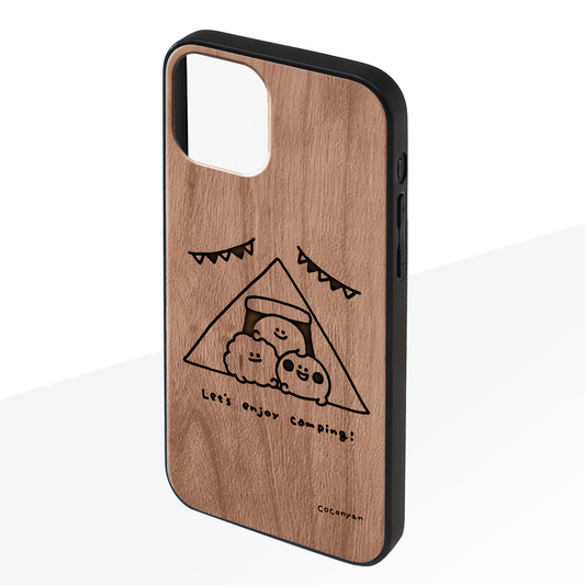 coconyan ウッドiPhoneケース(レーザー彫刻)【みんなでキャンプ🏕】