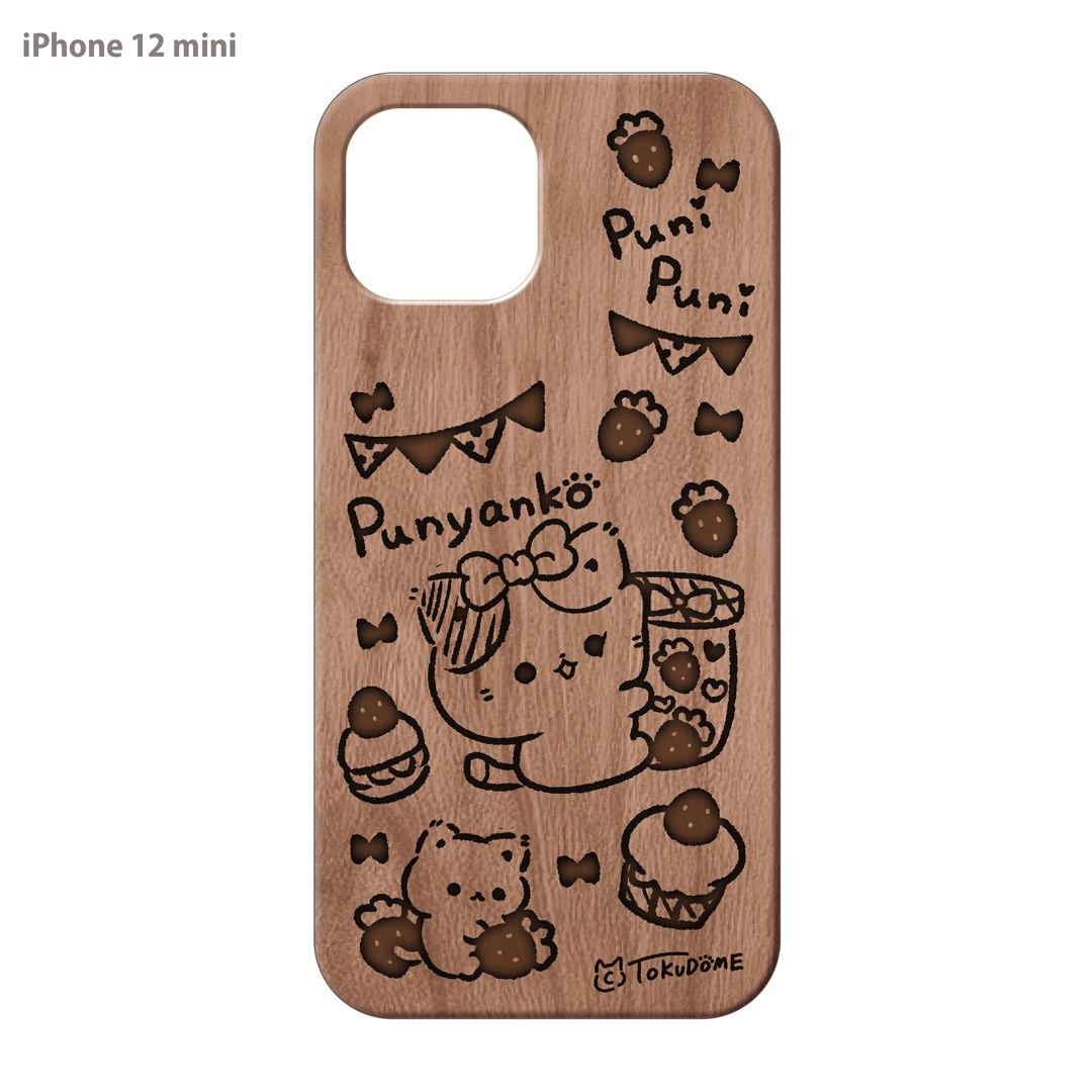 TOKUDOME ウッドiPhoneケース(レーザー彫刻)【ぷにゃんこストロベリー】