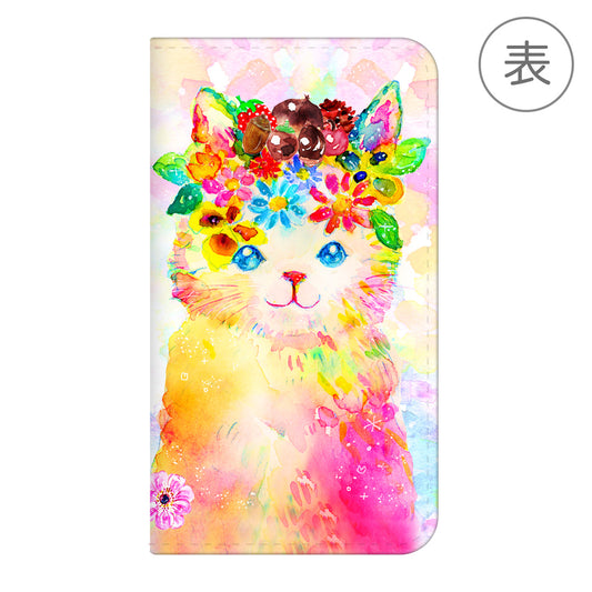 ようこ 手帳型スマホカバー【花冠ねこ】
