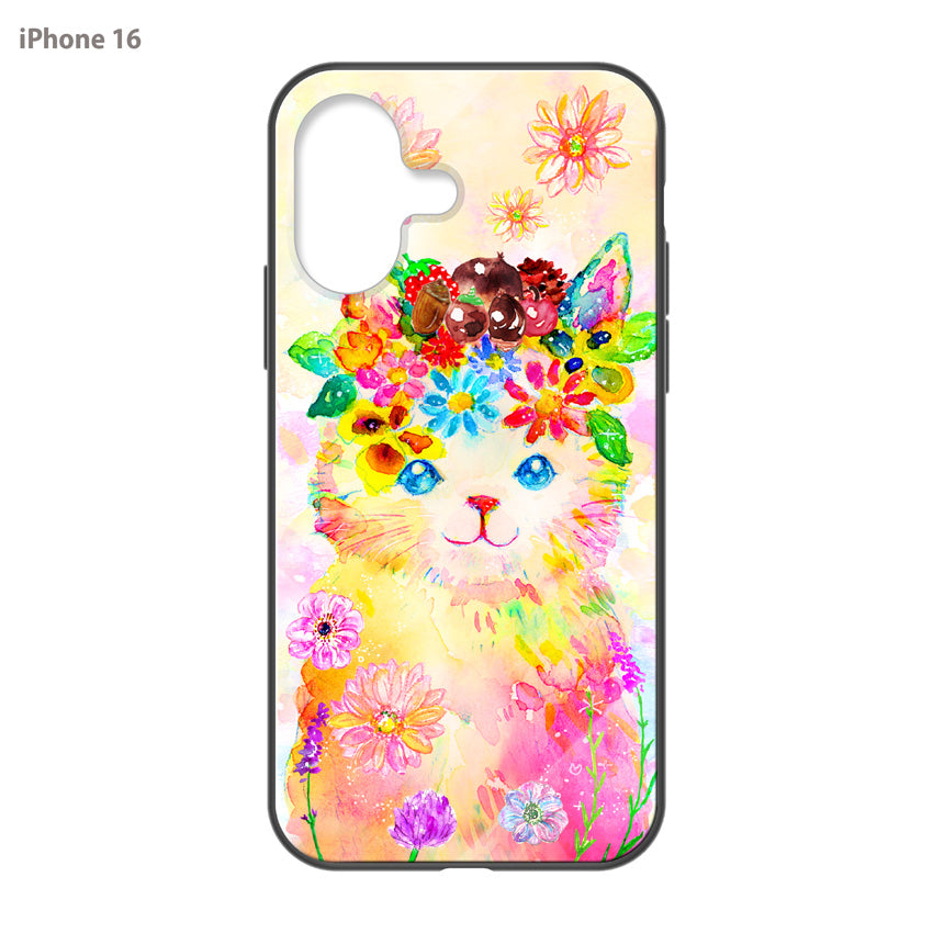 ようこ ガラスiPhoneケース【花冠ねこ】