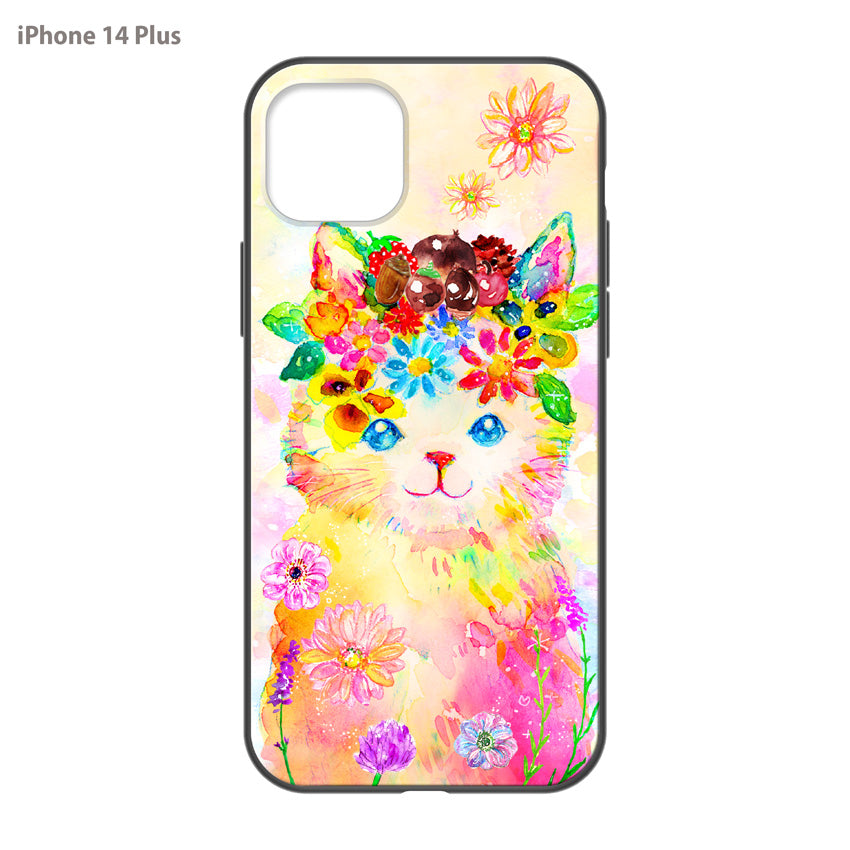ようこ ガラスiPhoneケース【花冠ねこ】