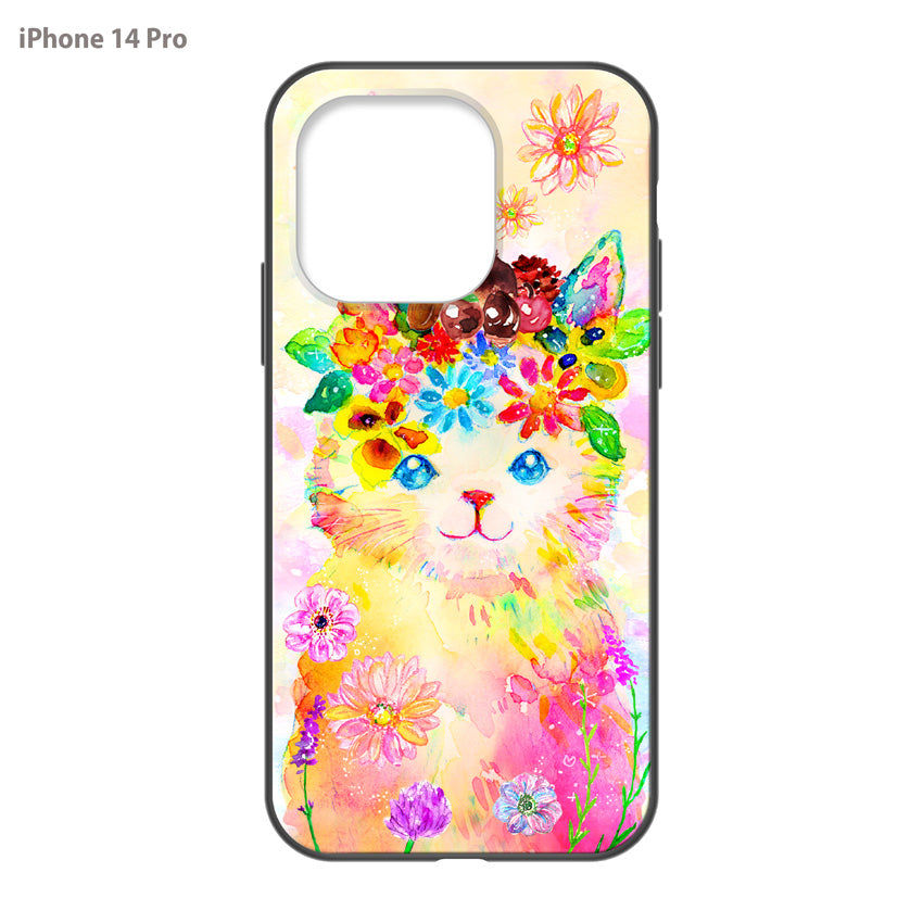 ようこ ガラスiPhoneケース【花冠ねこ】