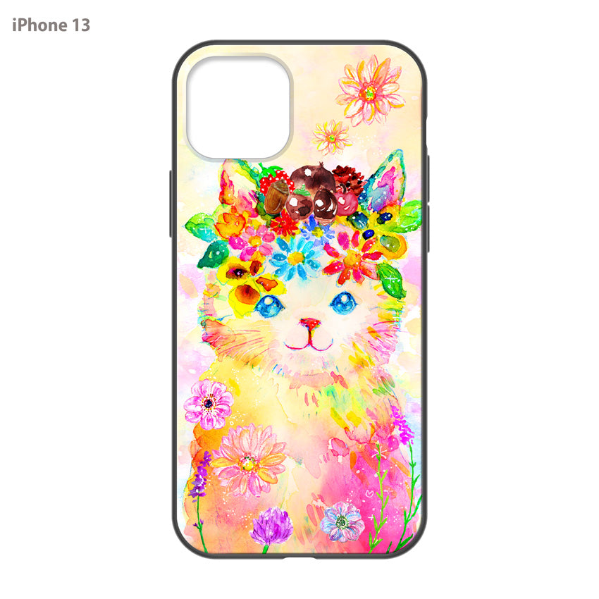 ようこ ガラスiPhoneケース【花冠ねこ】