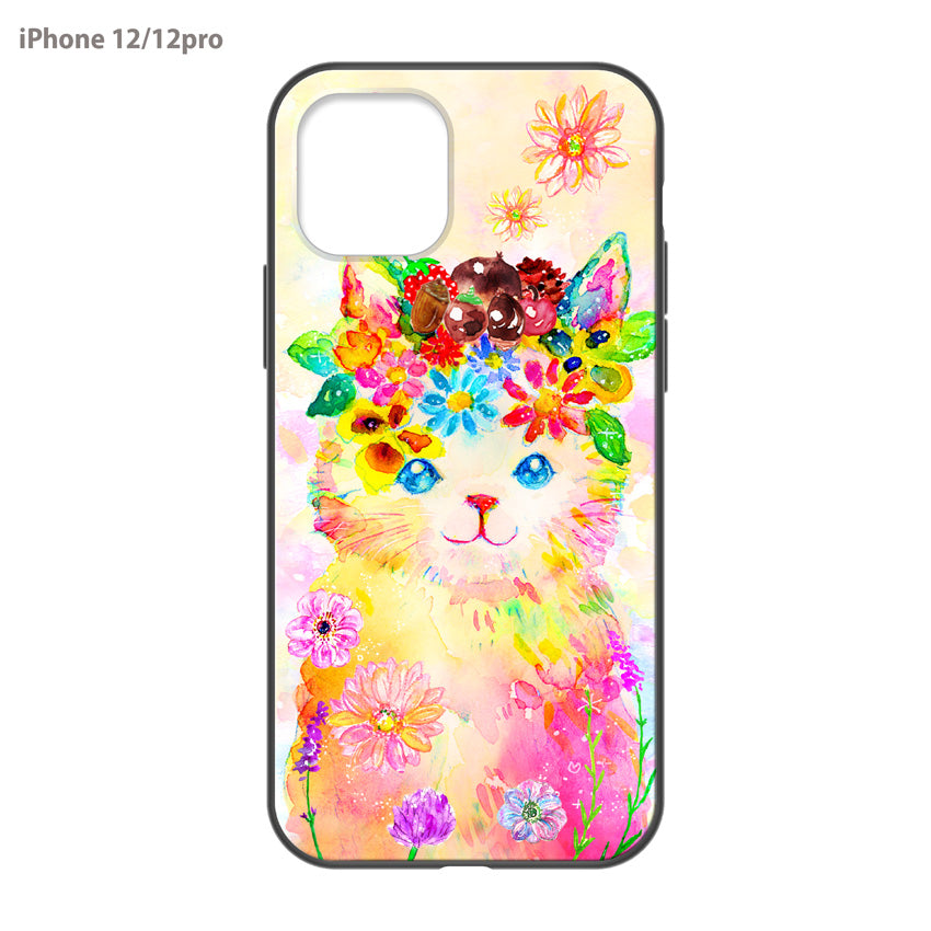 ようこ ガラスiPhoneケース【花冠ねこ】
