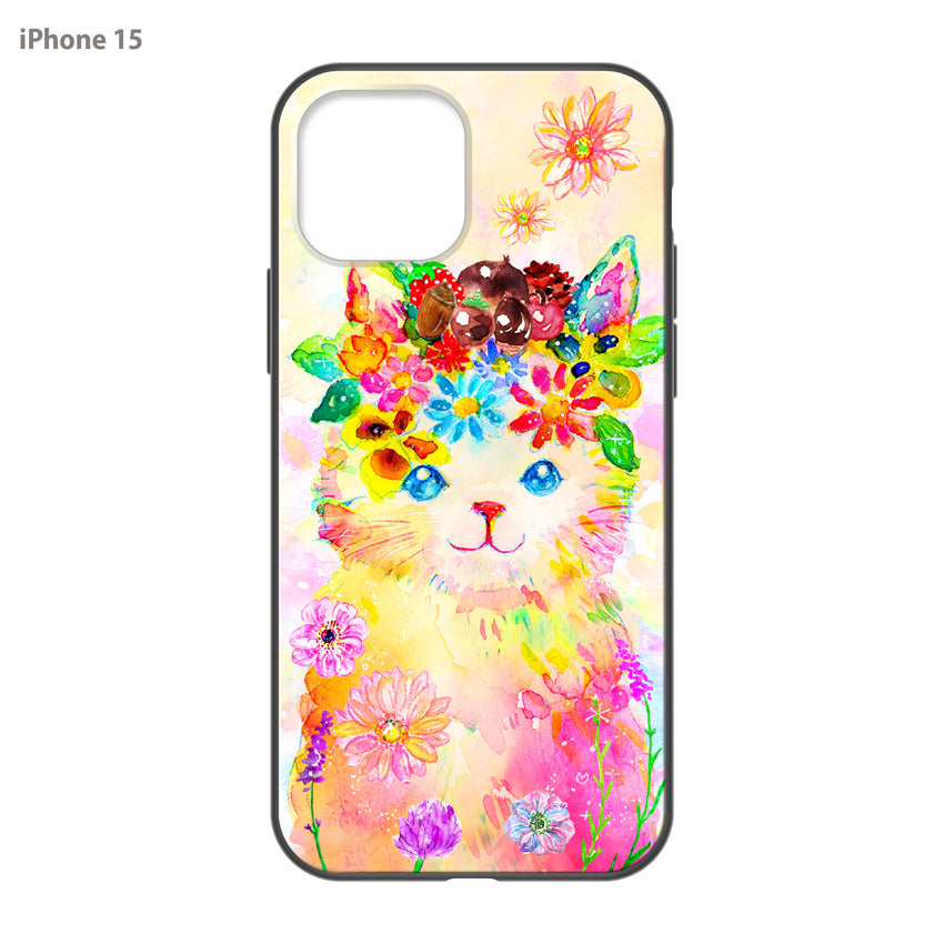 ようこ ガラスiPhoneケース【花冠ねこ】
