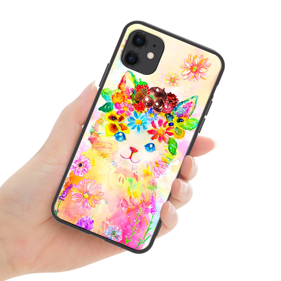 ようこ ガラスiPhoneケース【花冠ねこ】