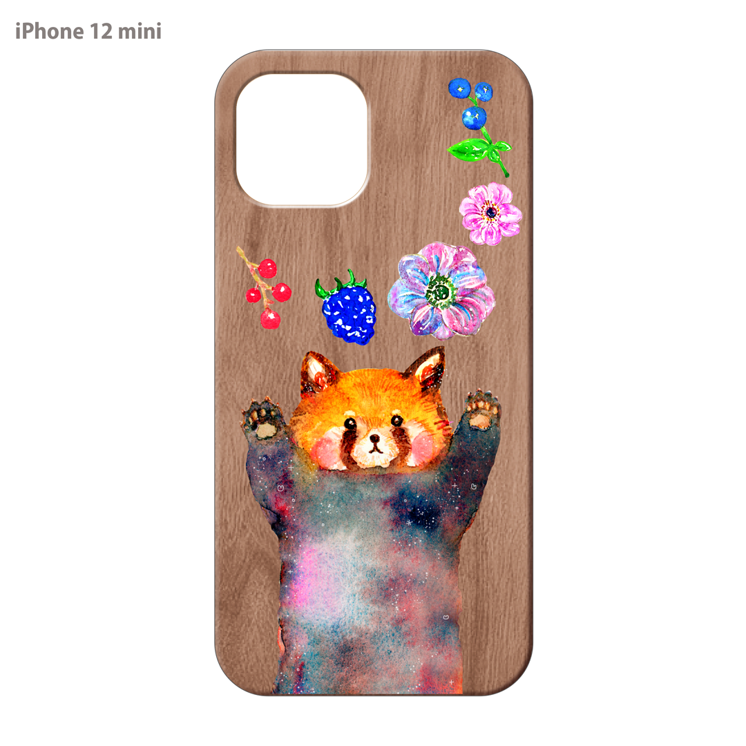 ようこ ウッドiPhoneケース(UVプリント)【レッサーパンダとお花】