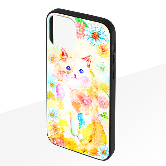 ようこ ガラスiPhoneケース【にじいろ猫とお花】