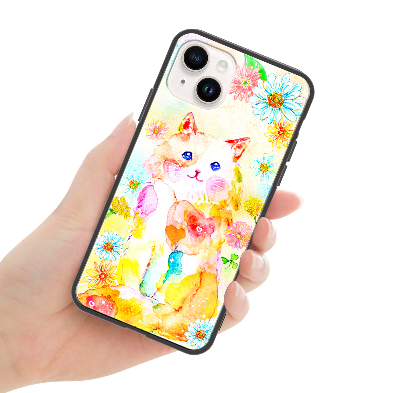 ようこ ガラスiPhoneケース【にじいろ猫とお花】