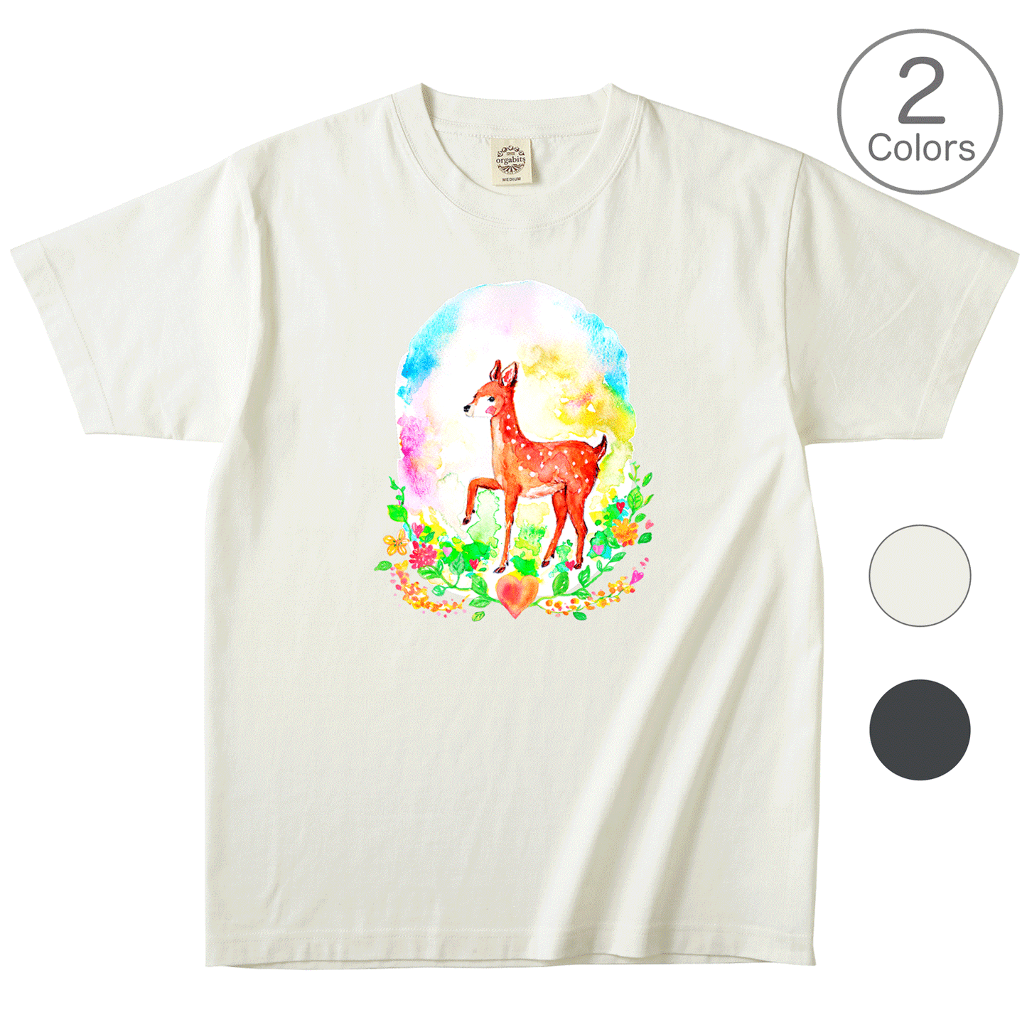 ようこ オーガニックコットン半袖Tシャツ【こじか】