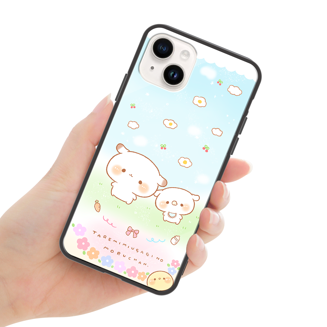 かなち。 ガラスiPhoneケース【もるちゃんとみるくちゃん。】