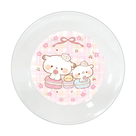 かなち。 ミニ絵皿【たれ耳うさぎのもるちゃん｜マカロン】