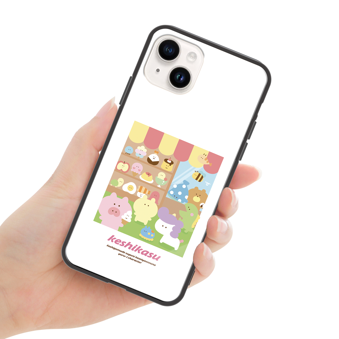 #消しかす。まりん ガラスiPhoneケース【#消しかす。レストラン】