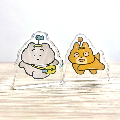 まゆげねこ 自立ミニアクリルスタンド【まゆげねことじょーじ 水族館スタイル】