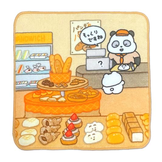まゆげねこ ミニハンカチタオル【このパン似てるかな？】